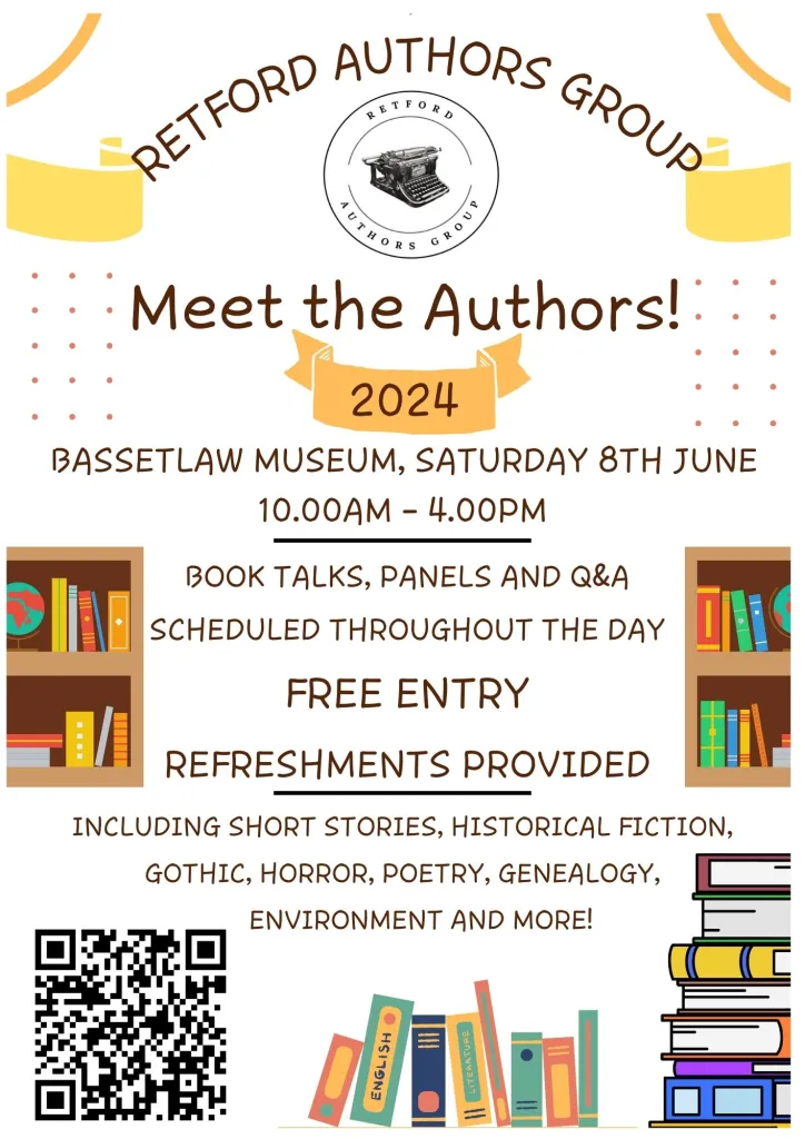 Flyer for Meet the Authors Event Retford 2024
